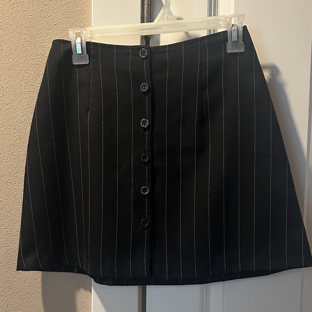 Wrapper Black Pinstripe Mini Skirt